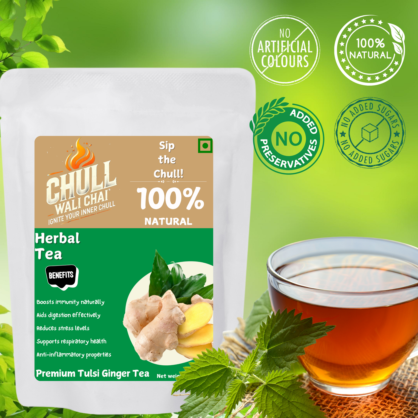 Premium Tulsi Ginger Tea - 100g